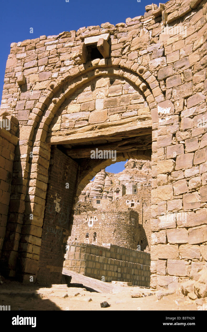 Asia, Yemen, Thilla. Porta della città. Foto Stock