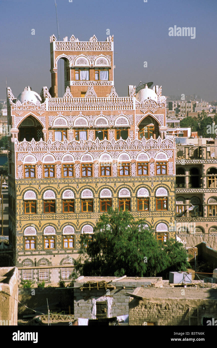 Asia, Yemen, Sana'a. Casa yemenita. Foto Stock