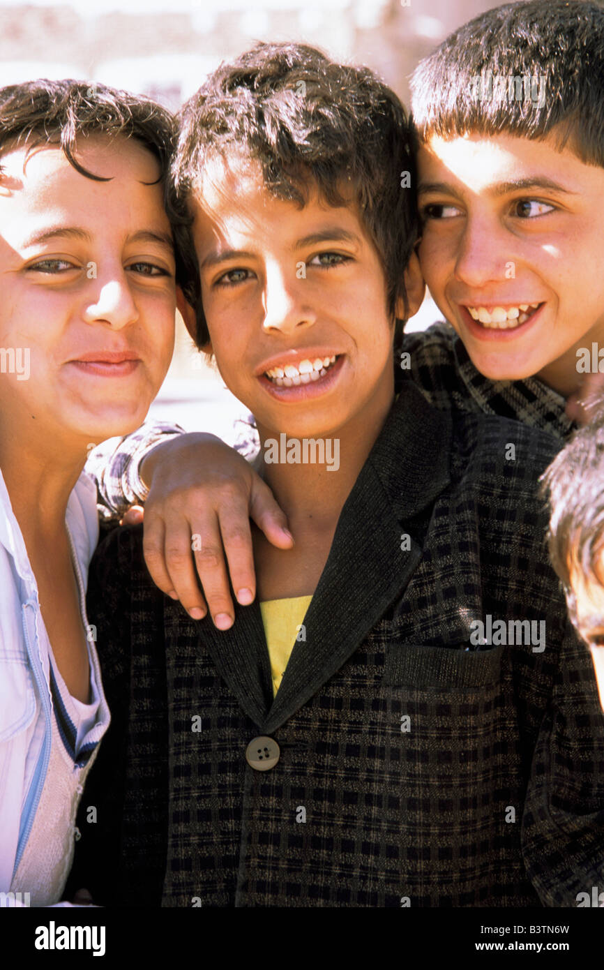 Asia, Yemen, Sana'a. Bambini yemenita. Foto Stock