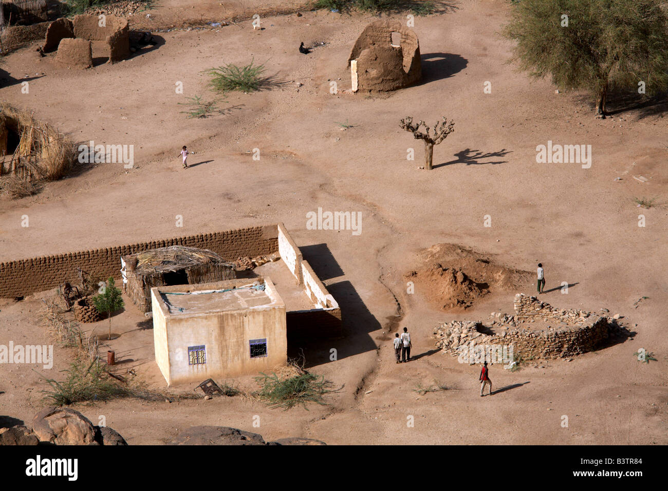 Vista aerea del villaggio africano, nei pressi di Kassala, Sudan Foto Stock