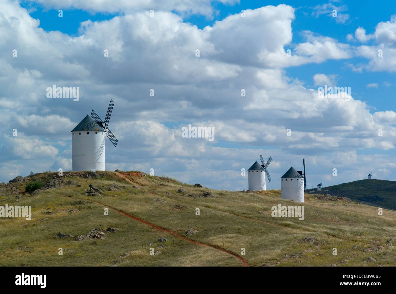 Mulini a vento a Herencia La Mancha Spagna Foto Stock