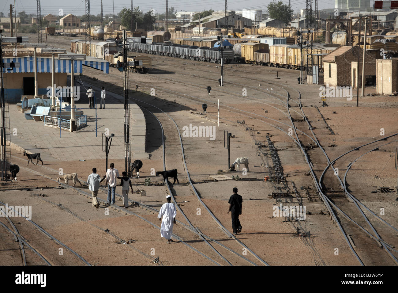 I binari ferroviari in Atbara, Sudan Foto Stock