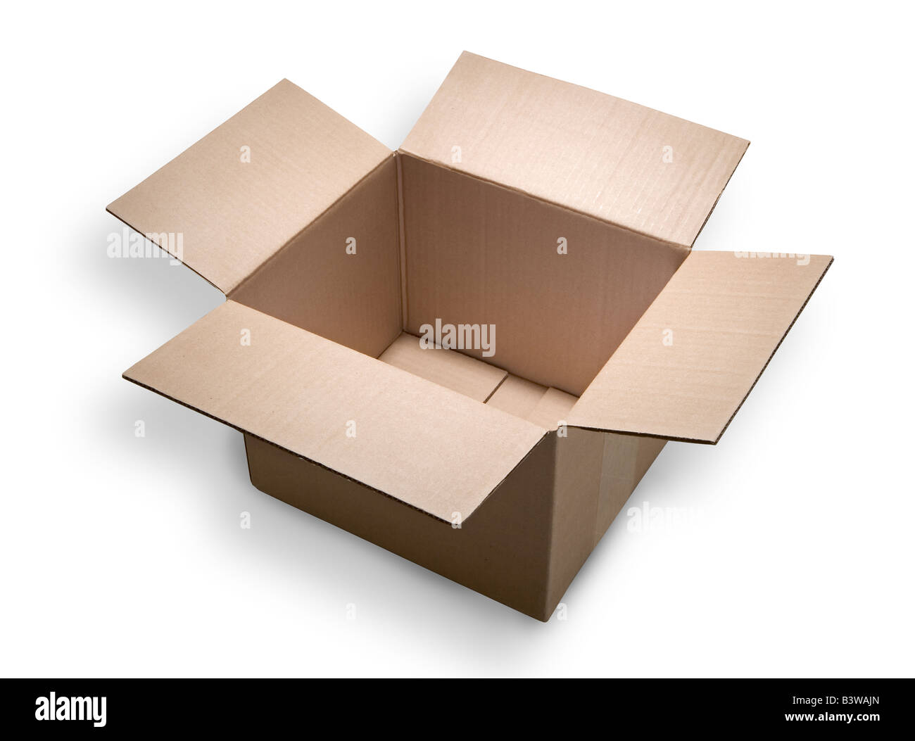 Un vuoto e aprire la scatola di cartone o cartoncino su uno sfondo bianco percorso di clipping incluso Foto Stock