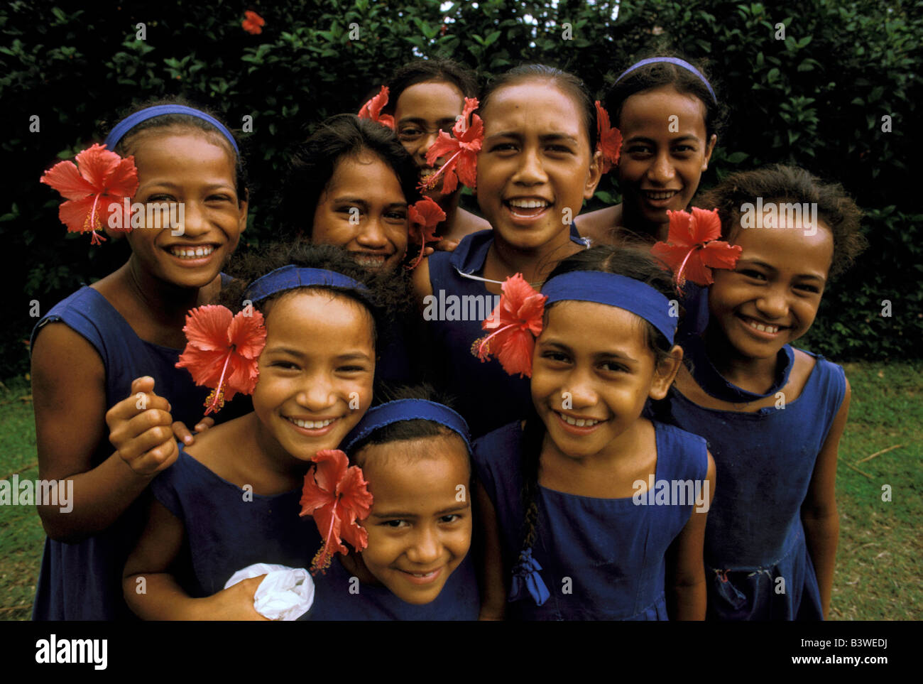 Oceania, Isole Cook, Rarotonga. Le ragazze della scuola. Foto Stock