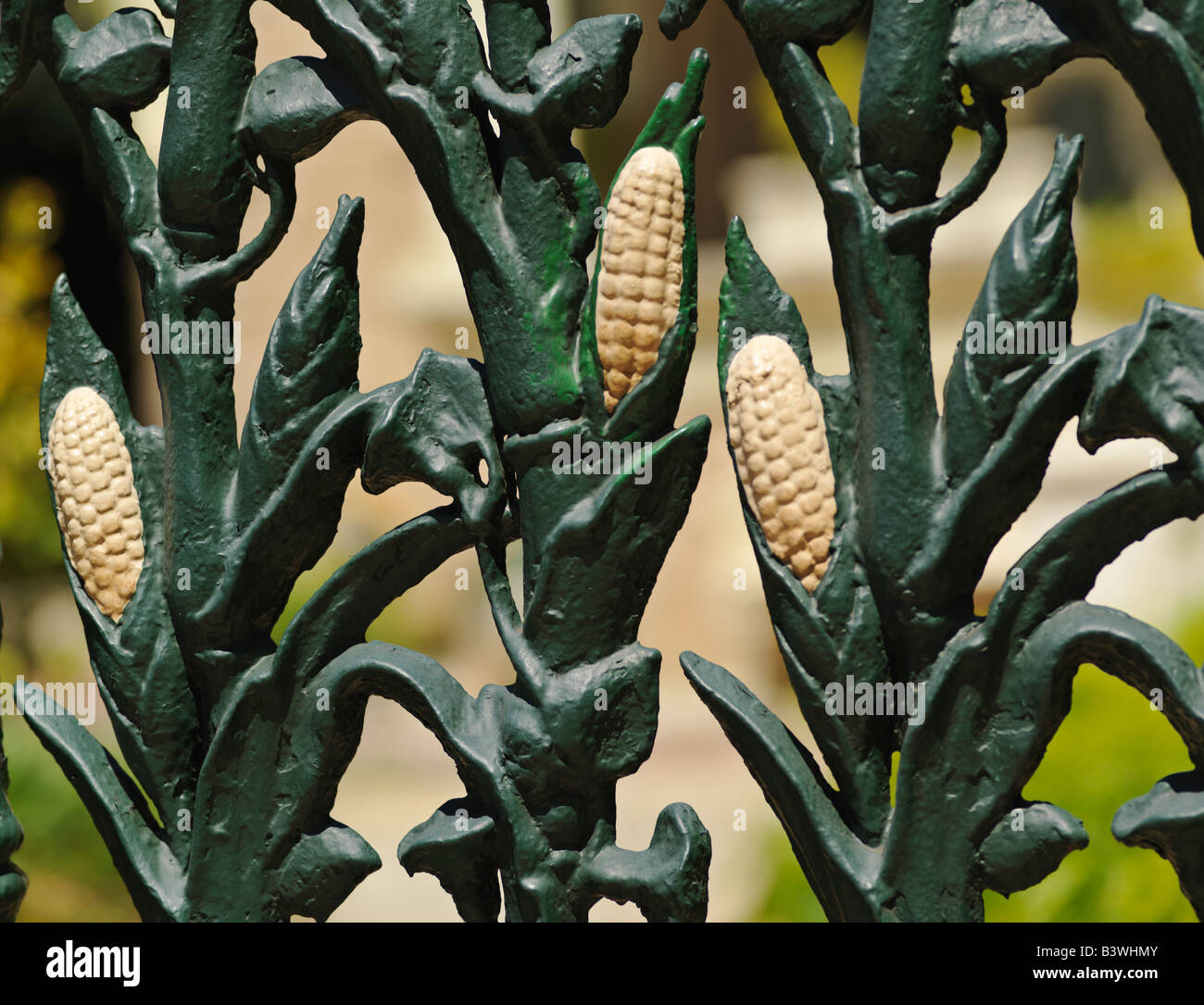 Stati Uniti d'America,Louisiana,New Orleans,Quartiere Francese,FERRO BATTUTO recinzione decorate con un design in cornstalk Quartiere Francese Foto Stock
