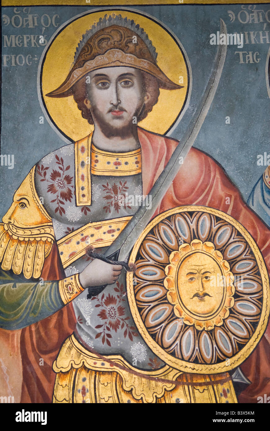Affresco del Greco Saint Nicholas Foto Stock