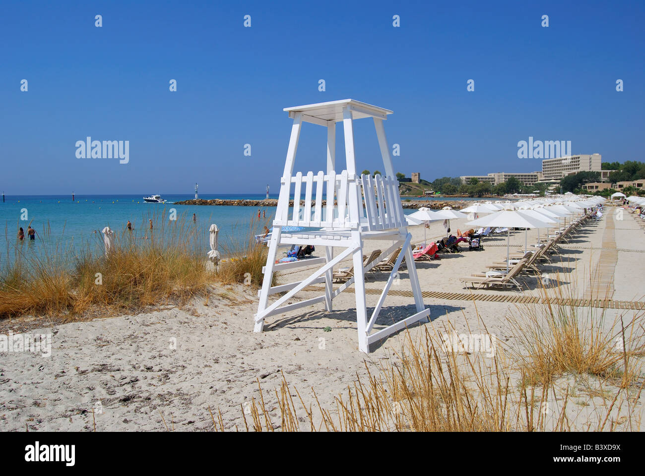 Sani Beach, sani, penisola Kassandra, Calcidica, Macedonia centrale, Grecia Foto Stock