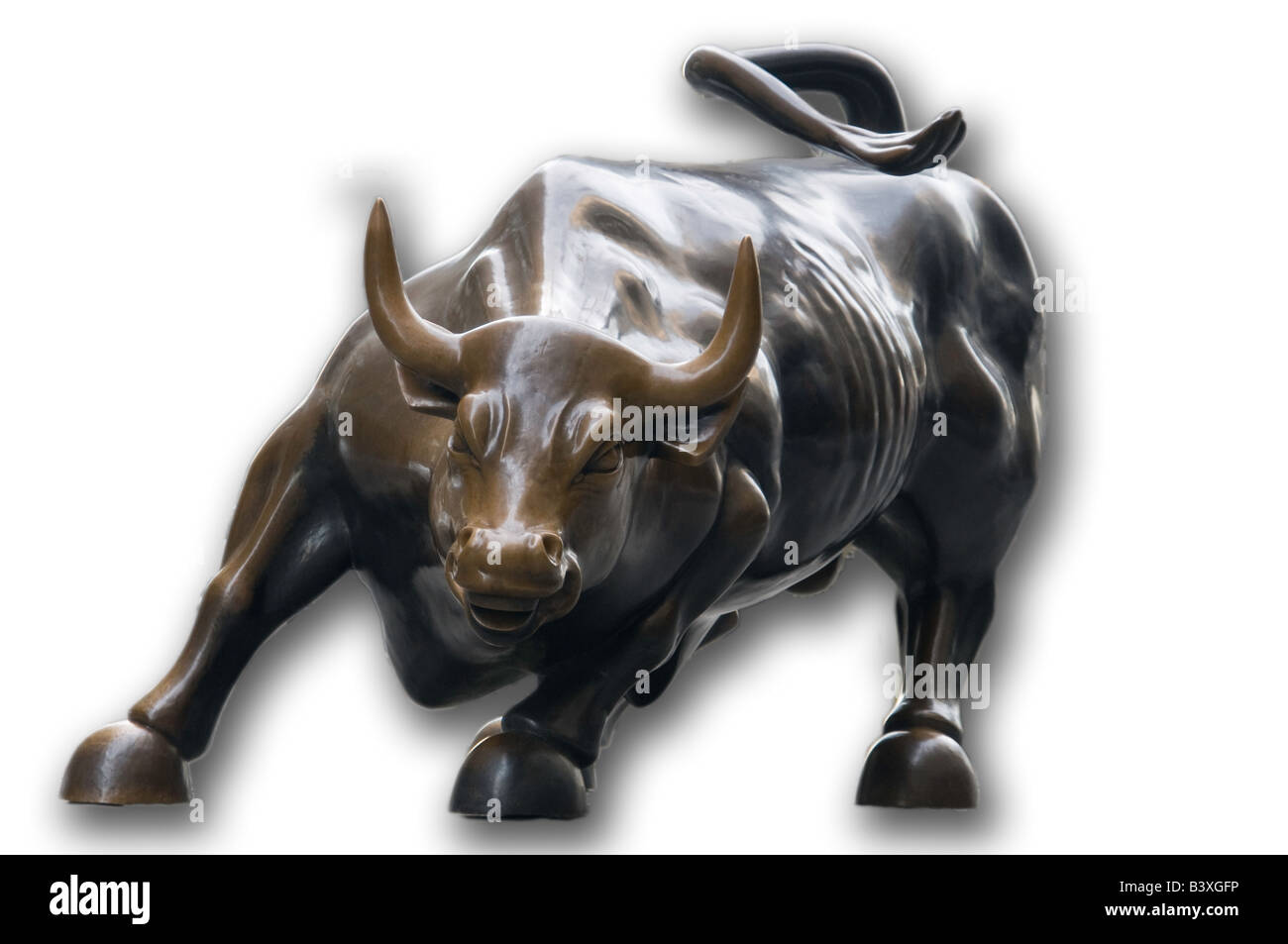 La ricarica Bull Wall Street Bowling Arturo di Modica di New York City Manhattan Foto Stock