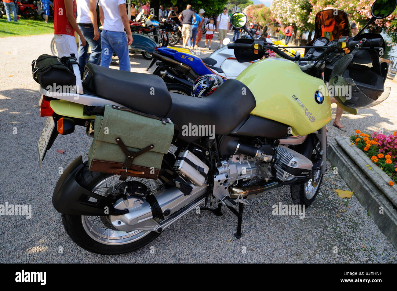 BMW R1100 GS moto al rally di Bellagio, Lago di Como, Lombardia, Italia Foto Stock