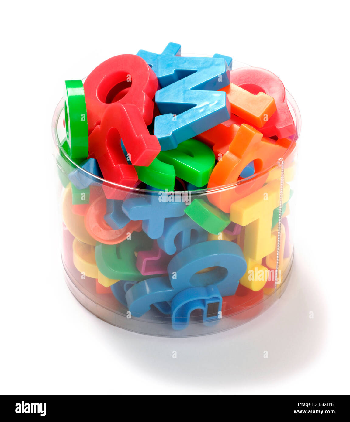 Vasca di plastica frigo magnetico lettere Foto Stock