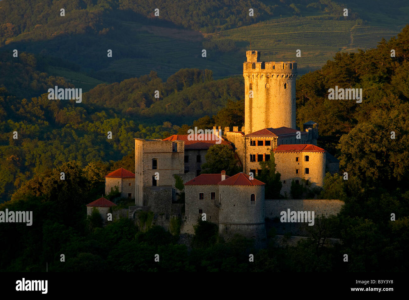Il Castello di Rihemberk, Valle del Vipava, Slovenia Foto Stock