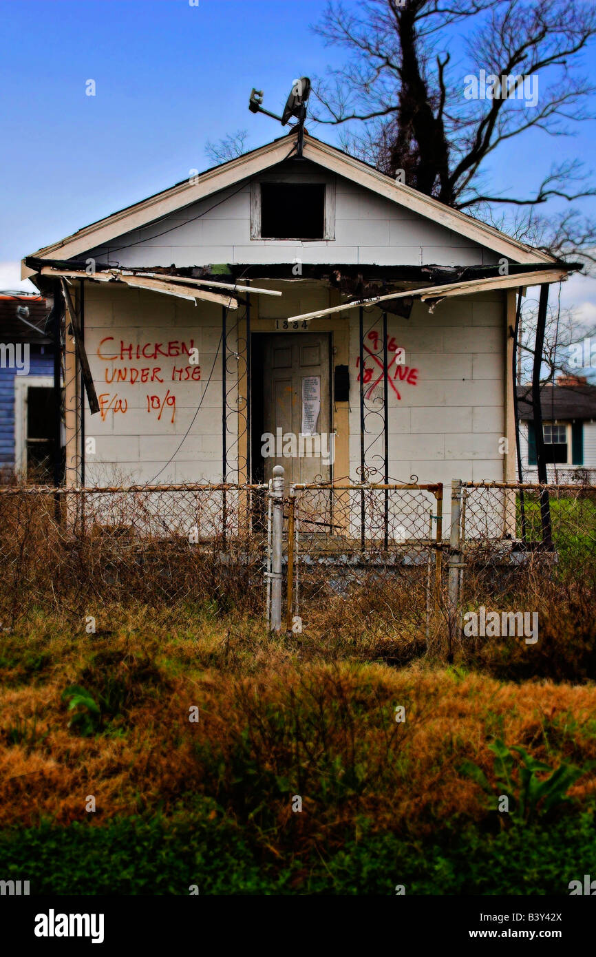 Case distrutte dall uragano Katrina sono ancora in stato di abbandono dopo 3 anni. Foto Stock