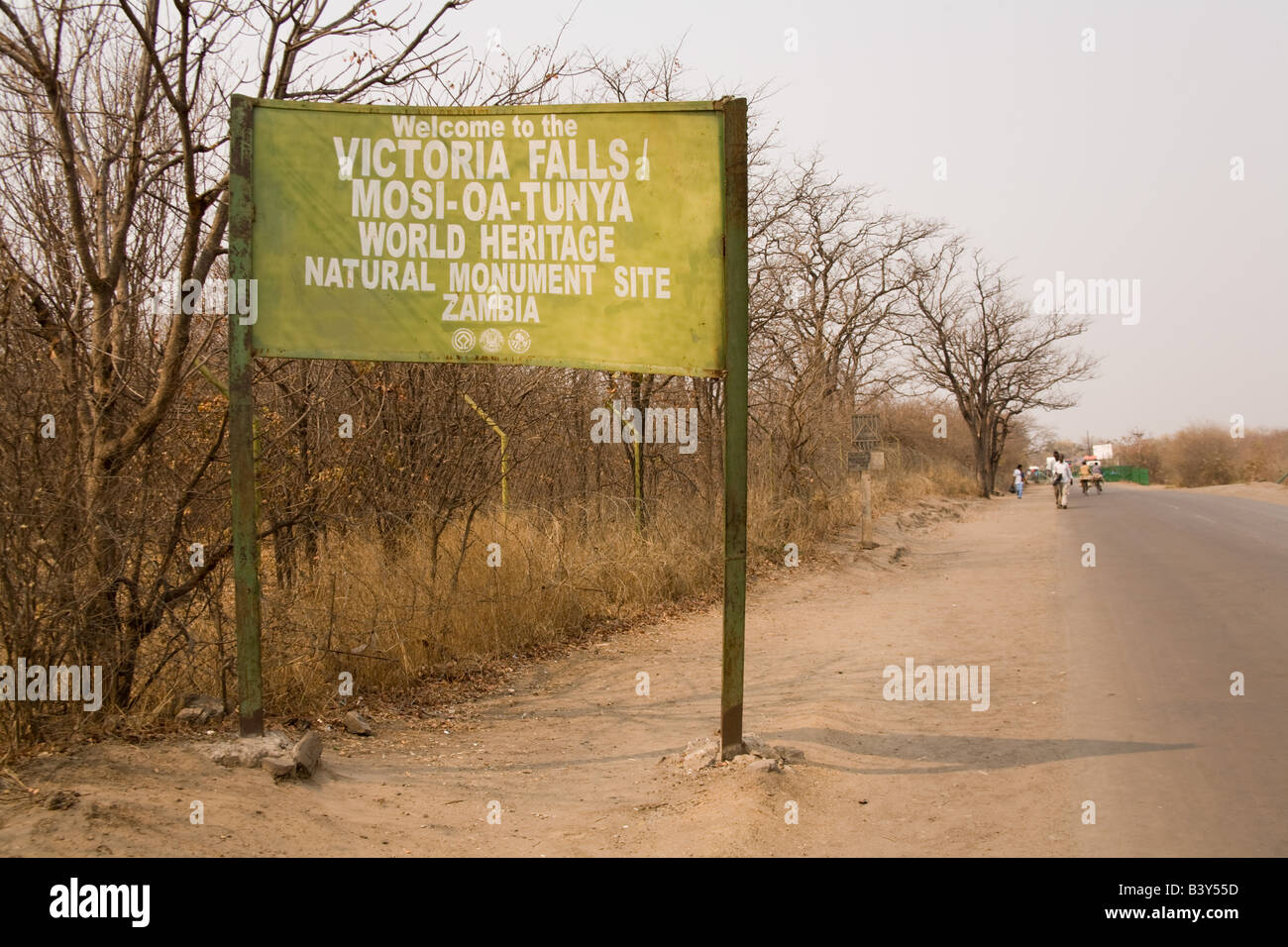 Benvenuto a Victoria Falls segno Africa Zambia Foto Stock