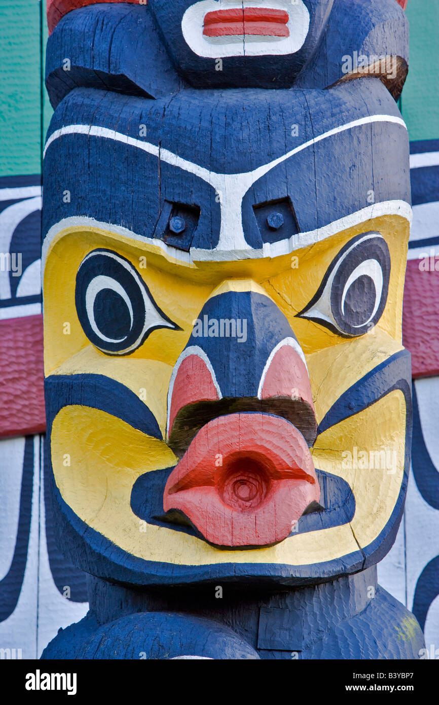 Native indiane sculture totem Royal British Columbia Museum Victoria B C Foto Stock