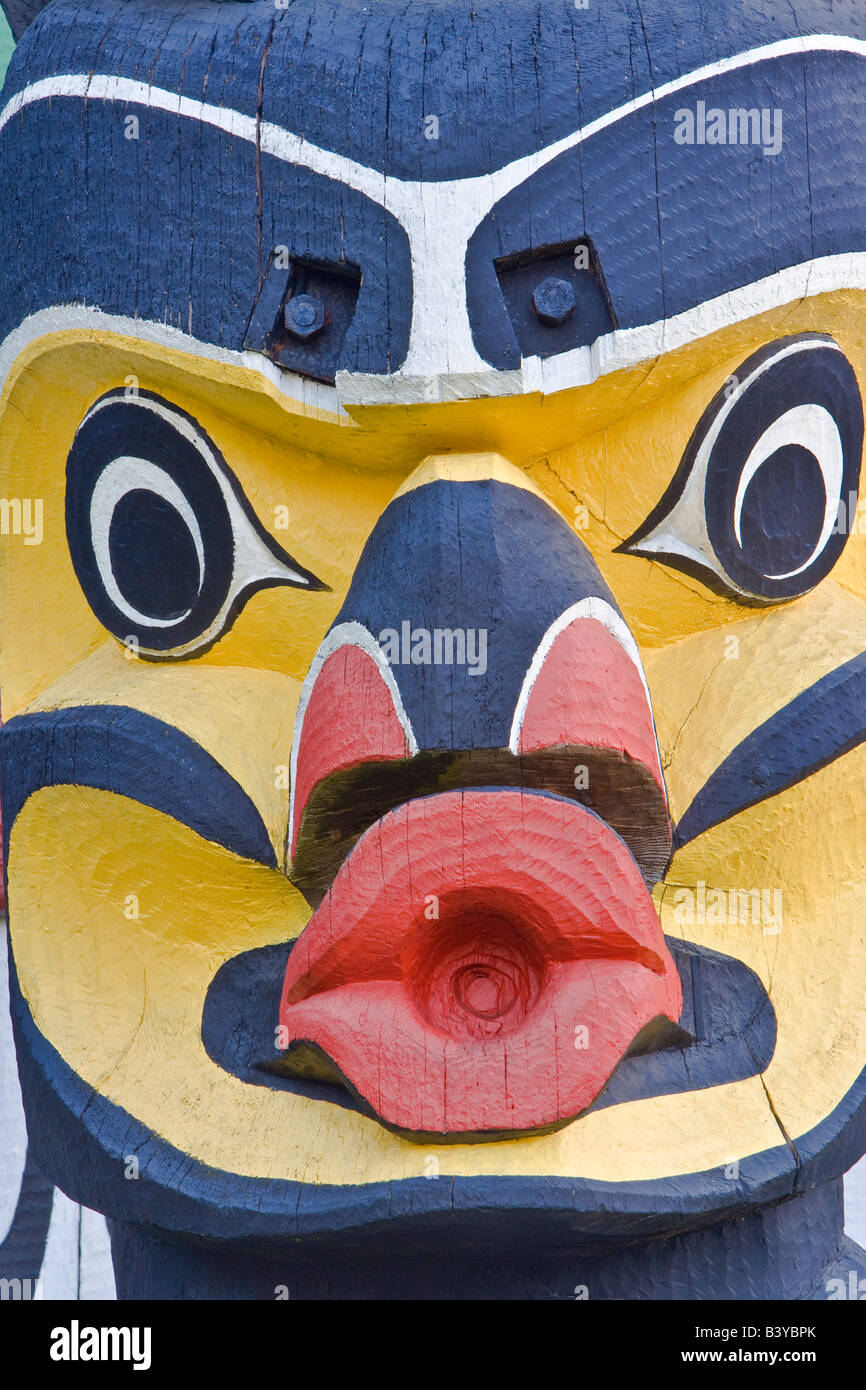 Native indiane sculture totem Royal British Columbia Museum Victoria B C Foto Stock