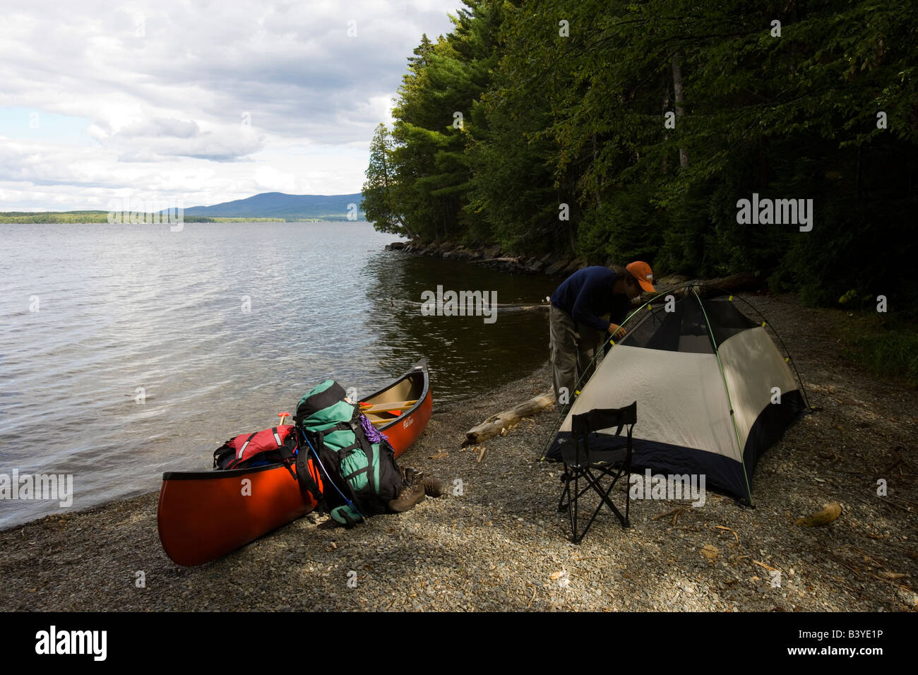 Camping sullo zucchero isola sul Lago di Moosehead Maine USA (MR) Foto Stock