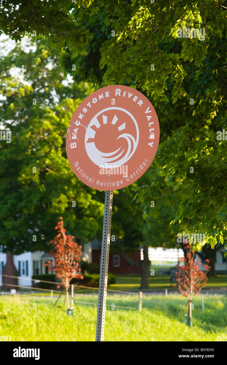 Blackstone River Valley sign in Grafton, Massachusetts. Foto Stock