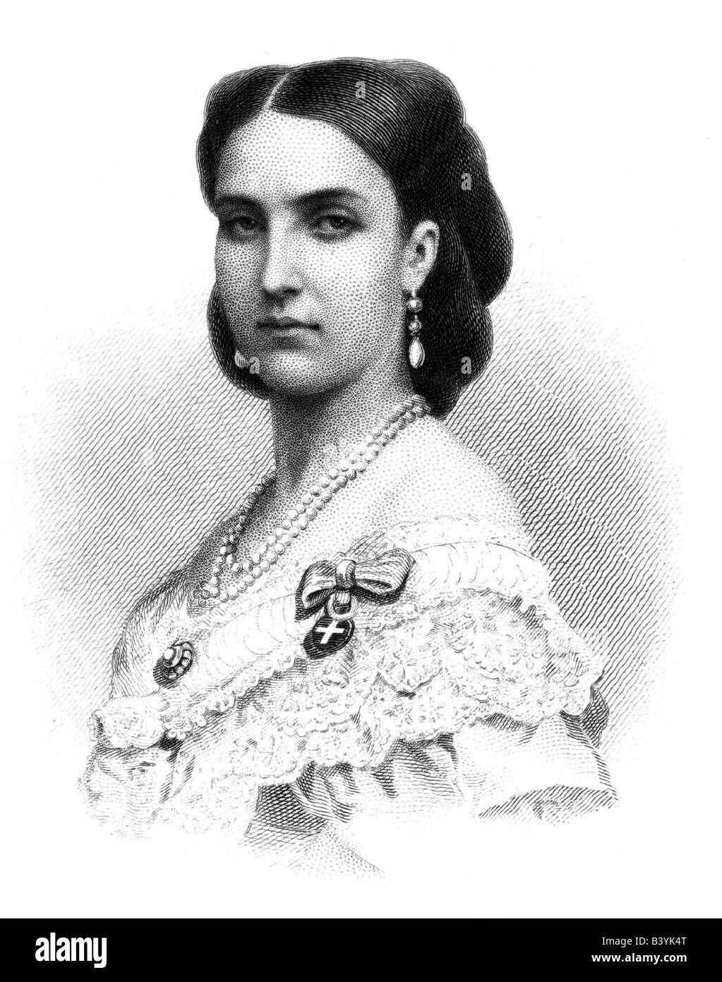Charlotte, 7.6.1840 - 19.1.1927, Imperatrice del Messico 10.4.1864 - 14.5.1867, ritratto, incisione in acciaio di August Weger, circa 1865, Foto Stock