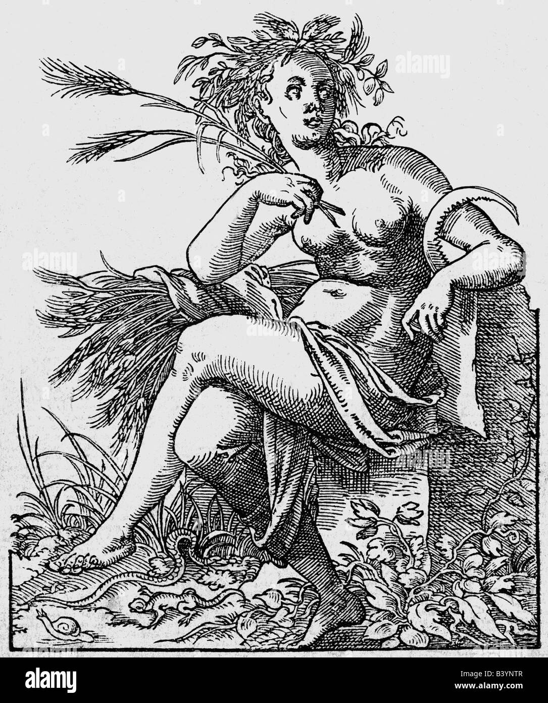 Demetra, dea Grees dell agricoltura, incisione su rame, XVI secolo, , artista del diritto d'autore non deve essere cancellata Foto Stock