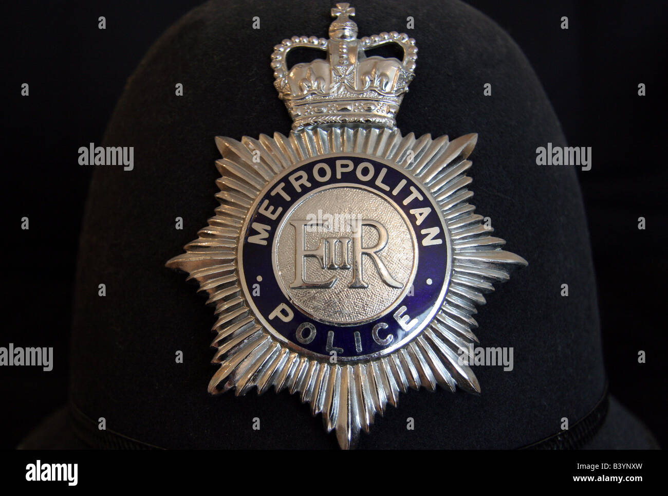 London Metropolitan Police Bobby casco Foto Stock