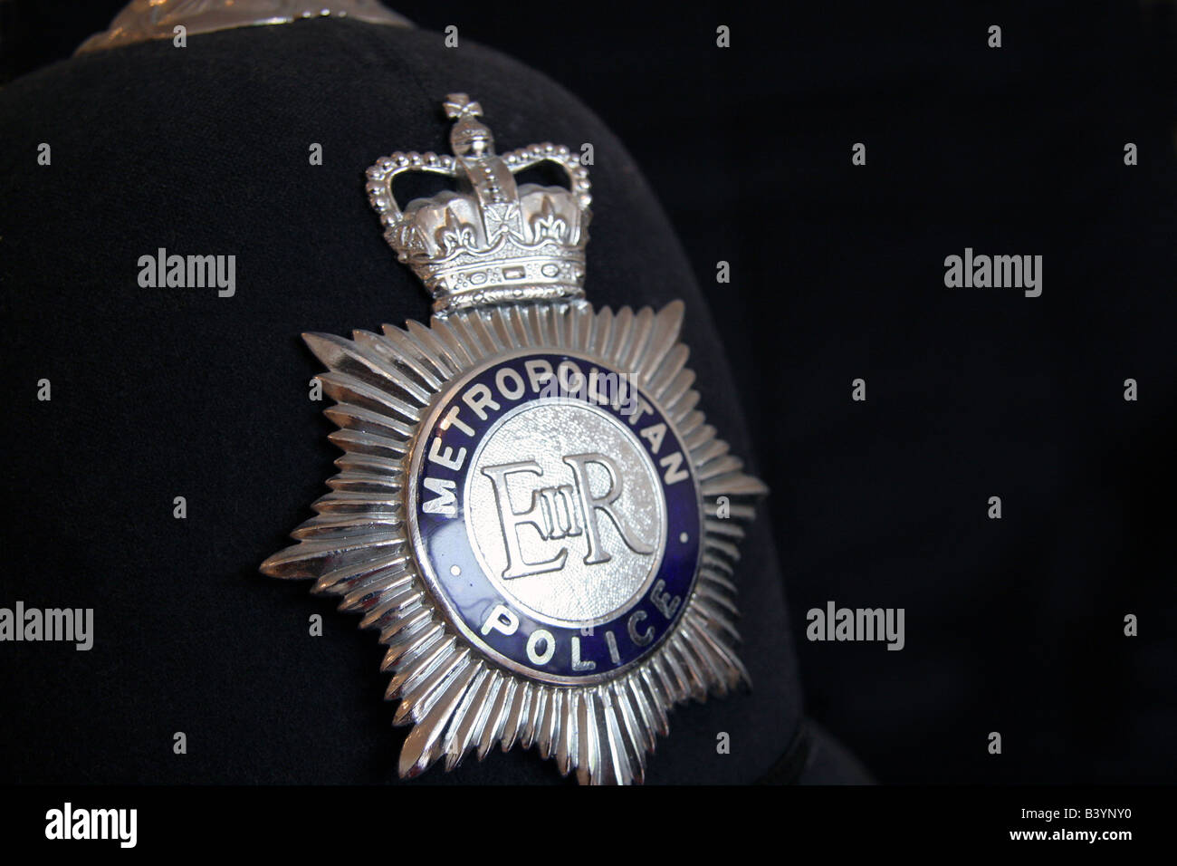 London Metropolitan Police Bobby casco Foto Stock