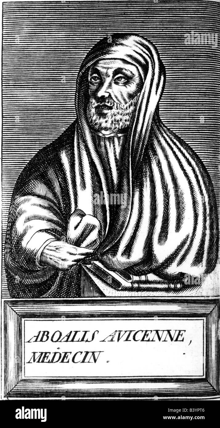Avicenna (Abu Sina), 980 - 1037, il filosofo persiano e medico, incisione su rame da Thevet, XVI secolo, artista del diritto d'autore non deve essere cancellata Foto Stock