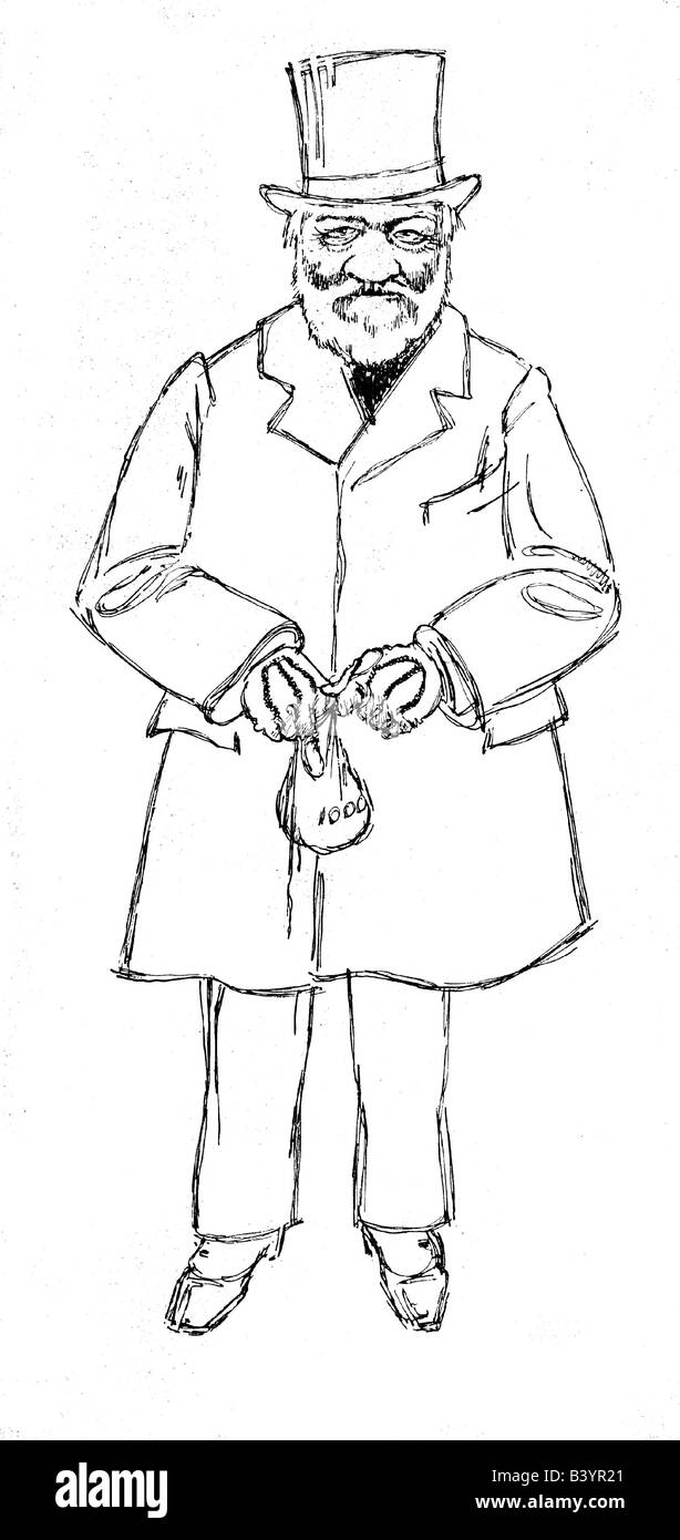 Carnegie, Andrew, 25.11.1835 - 11.8.1919, industriale americano, lunghezza intera, caricatura, disegno di E. Preetorius, 1913, , Foto Stock