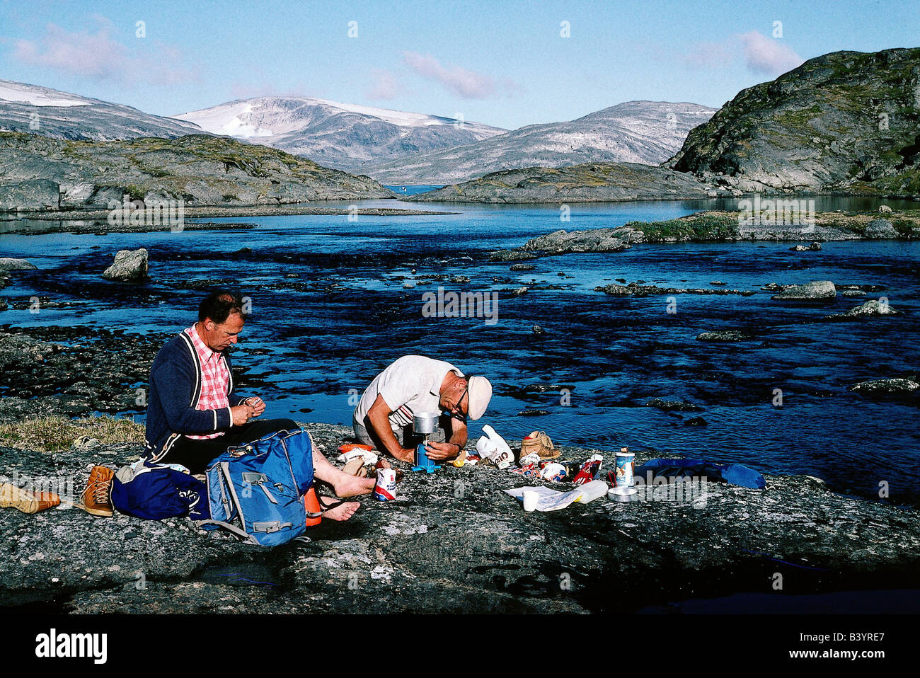 Geografia / viaggio, Svezia, persone, escursionisti durante il riposo, riposo, Lapponia, Foto Stock
