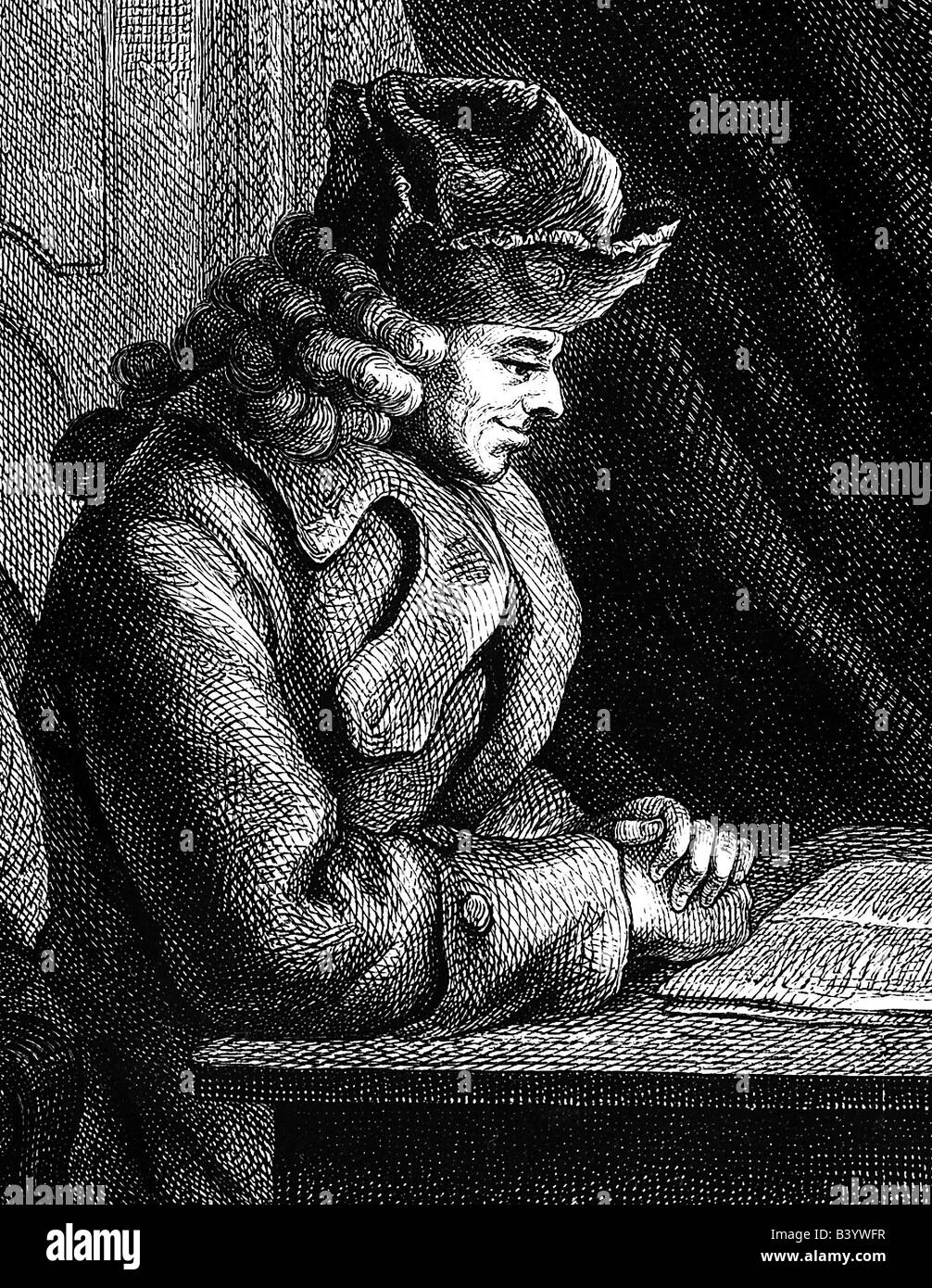 Voltaire (Francois Arouet), 21.11.1694 - 30.5.1778, filosofo francese, a mezza lunghezza, ospite di Federico il Grande, disegno di Adolf von Neumann, 19th secolo, Foto Stock
