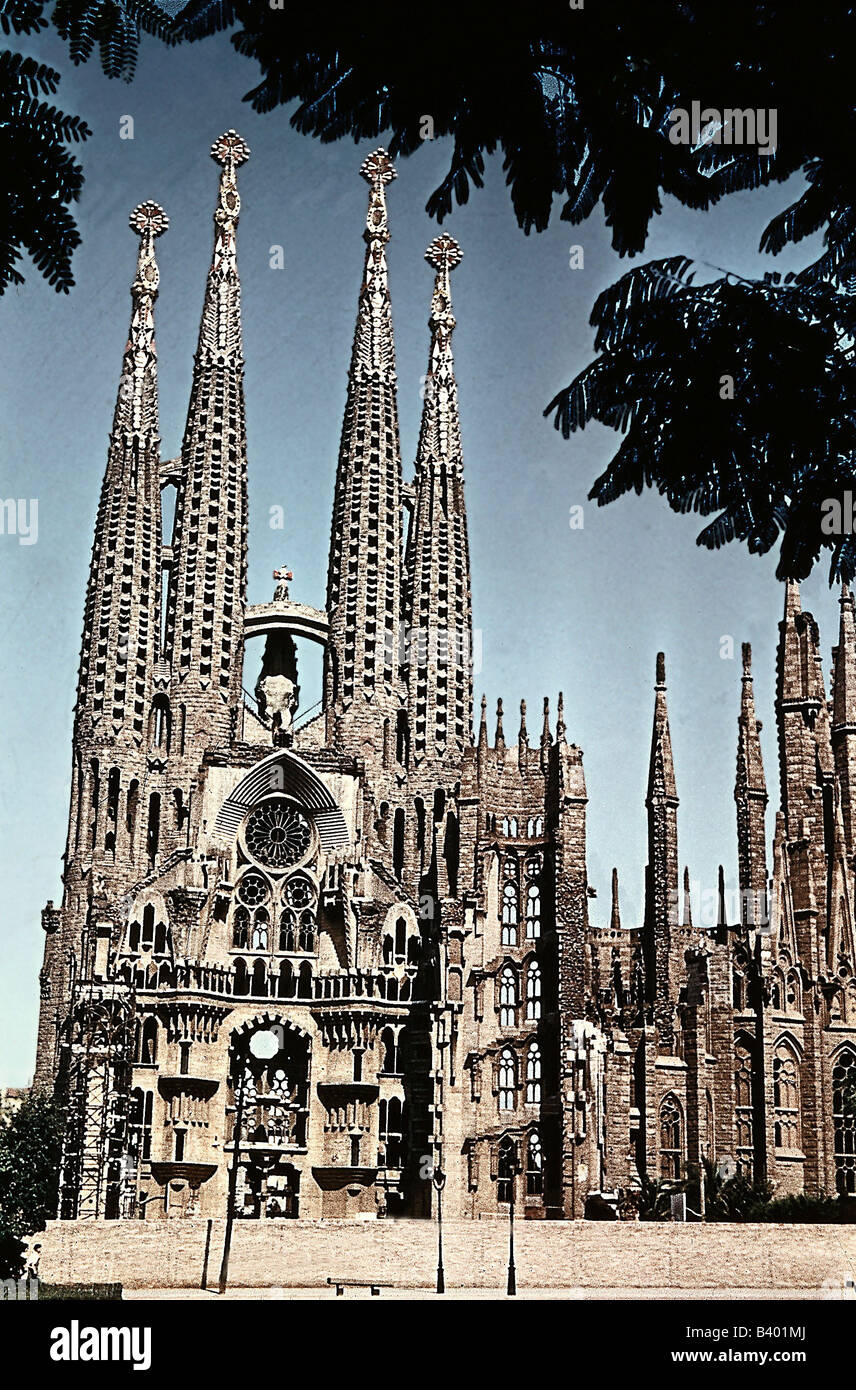 Geografia / viaggi, Spagna, Barcellona, chiese Chiesa Sagrada Familia di Gaudí y Cornet, vista esterna, cinquanta, Foto Stock