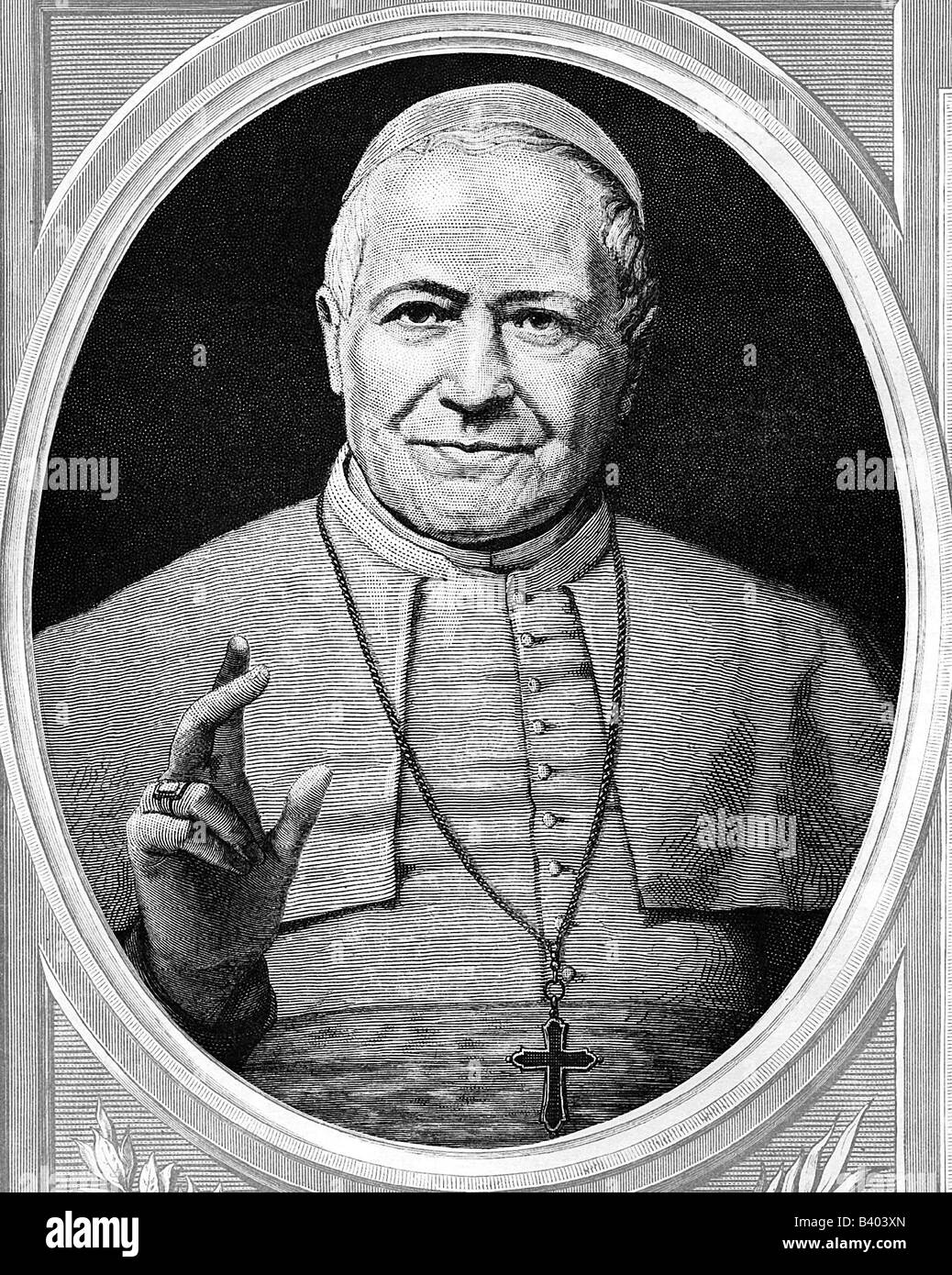 Pio IX (Giovanni Maria Conte Mastai-Ferretti), 13.5.1792 - 7.2.1878, Papa 16.6.1846 - 7.2.1878, ritratto, incisione in legno, 19th secolo, , Foto Stock