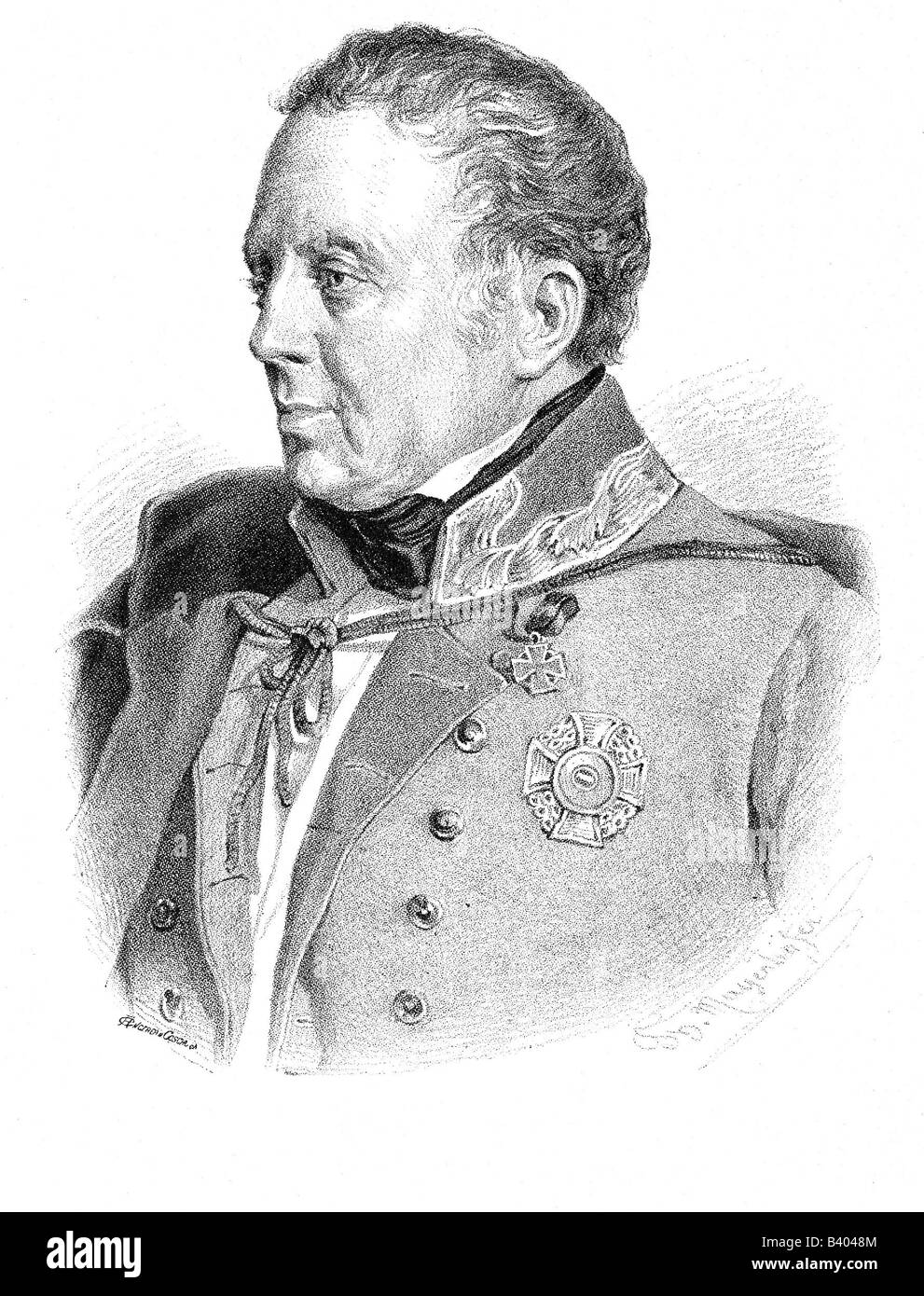 Radetzky von Radetz, Joseph Graf, 2.11.1766 - 5.1.1858, generale austriaco, ritratto, incisione in legno di Mayerhofer dopo litografia di Josef Kriehuber, circa 1849, Foto Stock