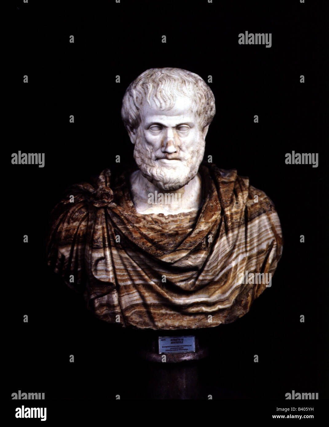Aristotele, 384 - 322 a.C., filosofo greco, busto, alabastro, collezione Ludovisi, Museo Capitolino, Roma, Italia, Foto Stock