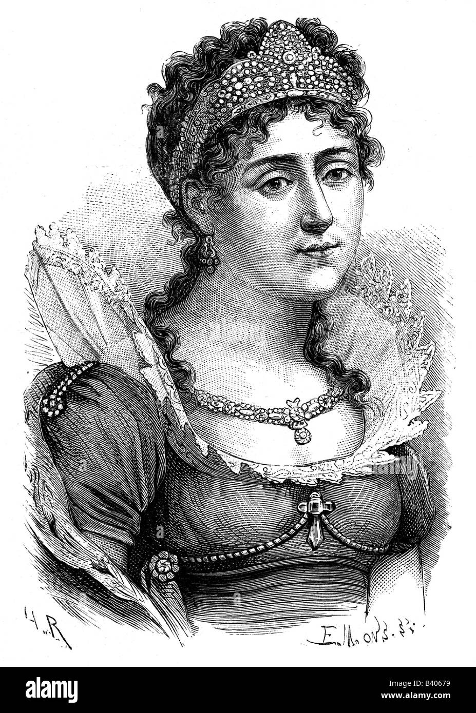 Beauharnis, Josephine de, 23.6.1763 - 29.5.1814, imperatrice di Francia, 1. Moglie di Napoleone Bonaparte, ritratto, incisione in legno, Foto Stock