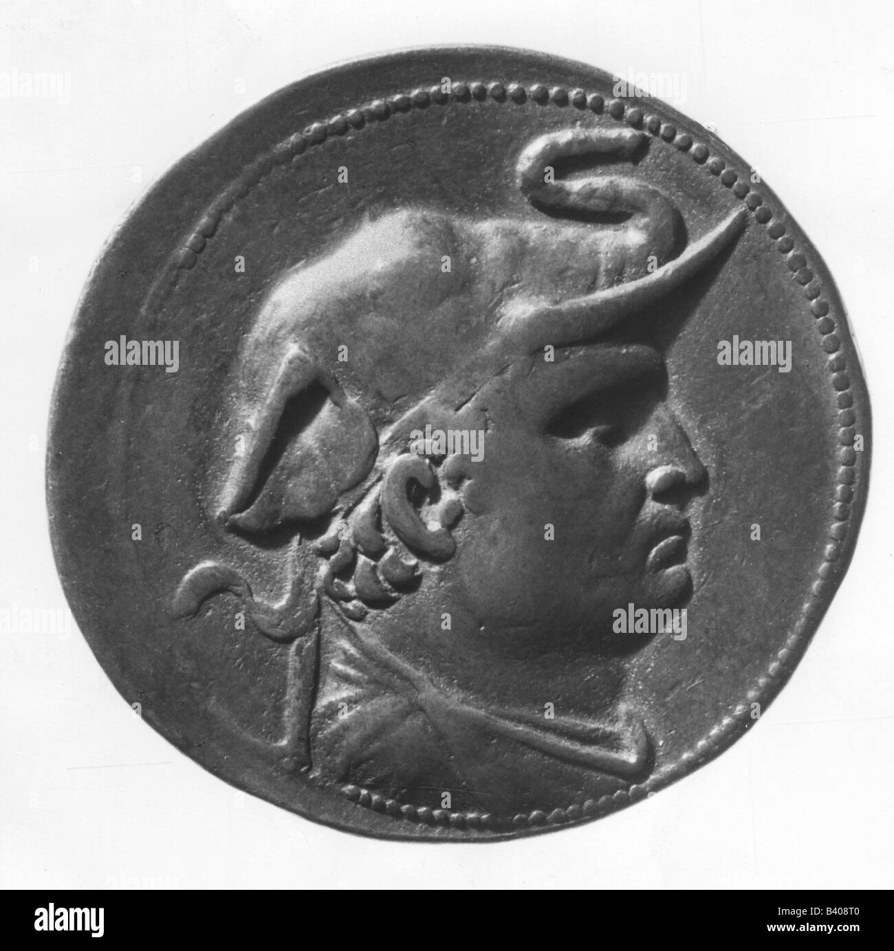 Demetrius i, re di Bactria, * circa 180 a.C., ritratto a moneta, vista laterale, Foto Stock