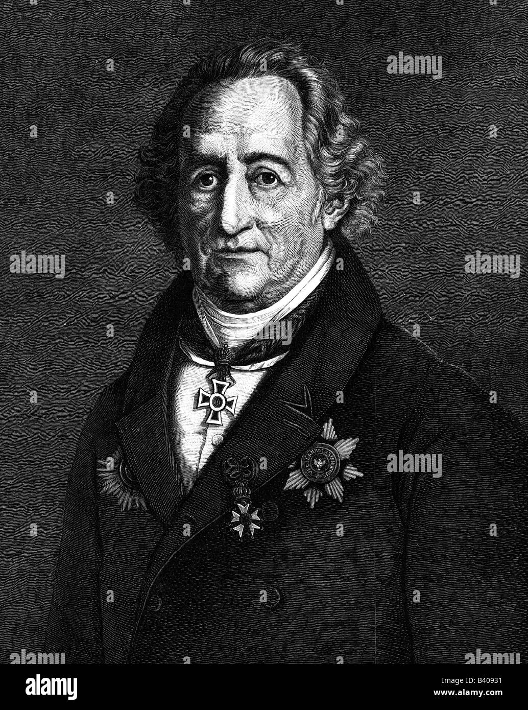 Goethe, Johann Wolfgang von, 28.8.1749 - 22.3.1832, autore/scrittore tedesco, ritratto, incisione, 19th secolo , Foto Stock