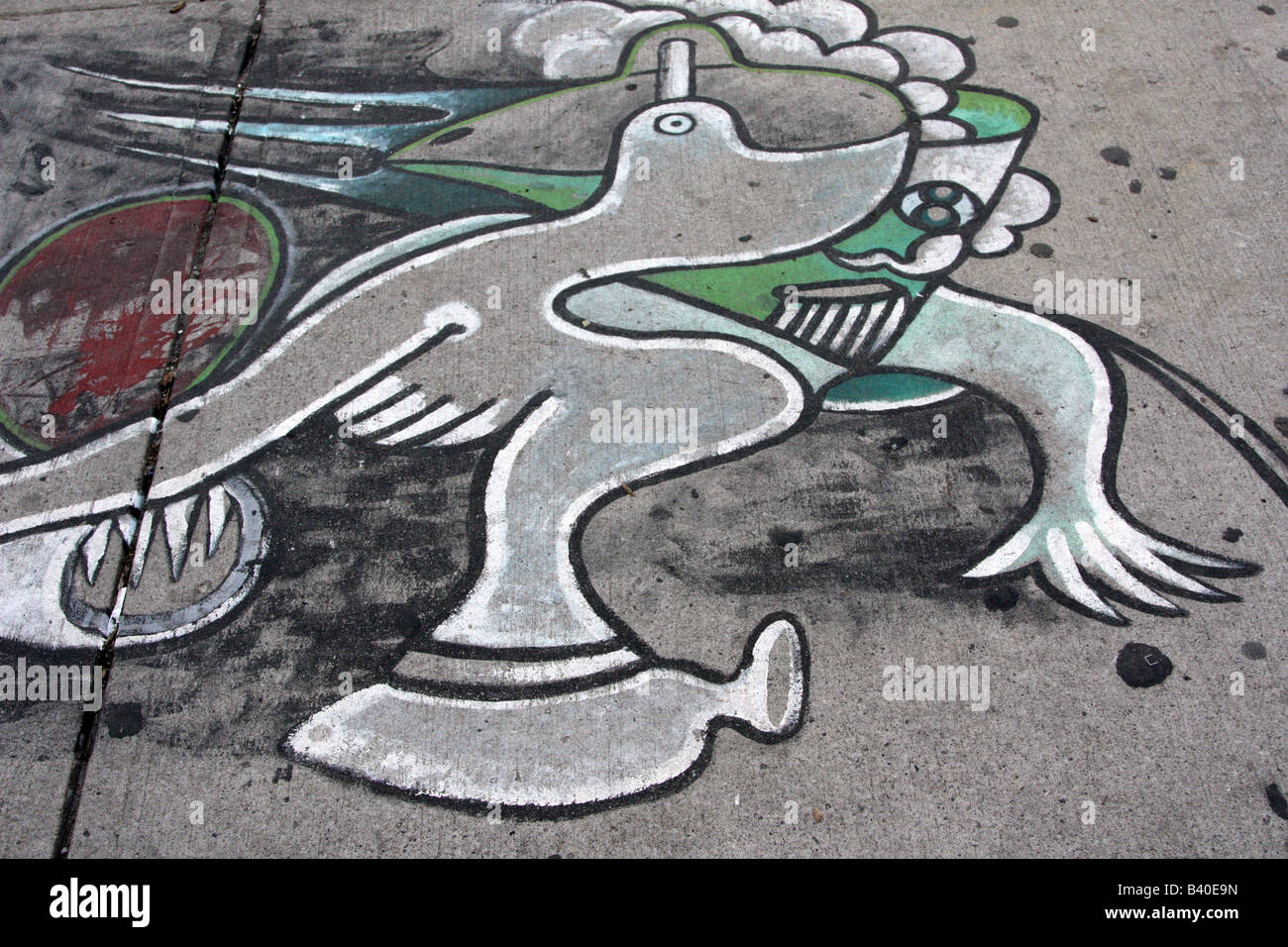 Fantasy colomba disegno sul marciapiede di cemento su Queen Street West Toronto Foto Stock