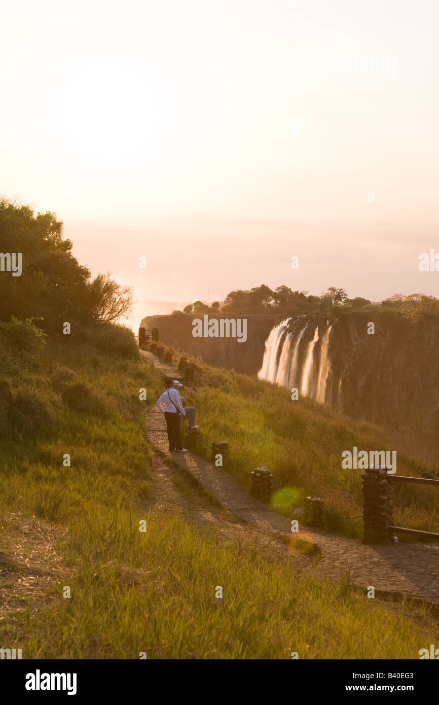 Victoria falls al tramonto. Livingstone Zambia Africa Foto Stock