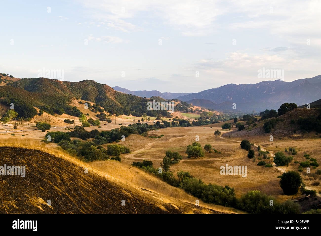 Malibu Canyon situato in Calabasas CA contiene uno di molte strade di montagna che i residenti utilizzano per raggiungere la spiaggia Foto Stock