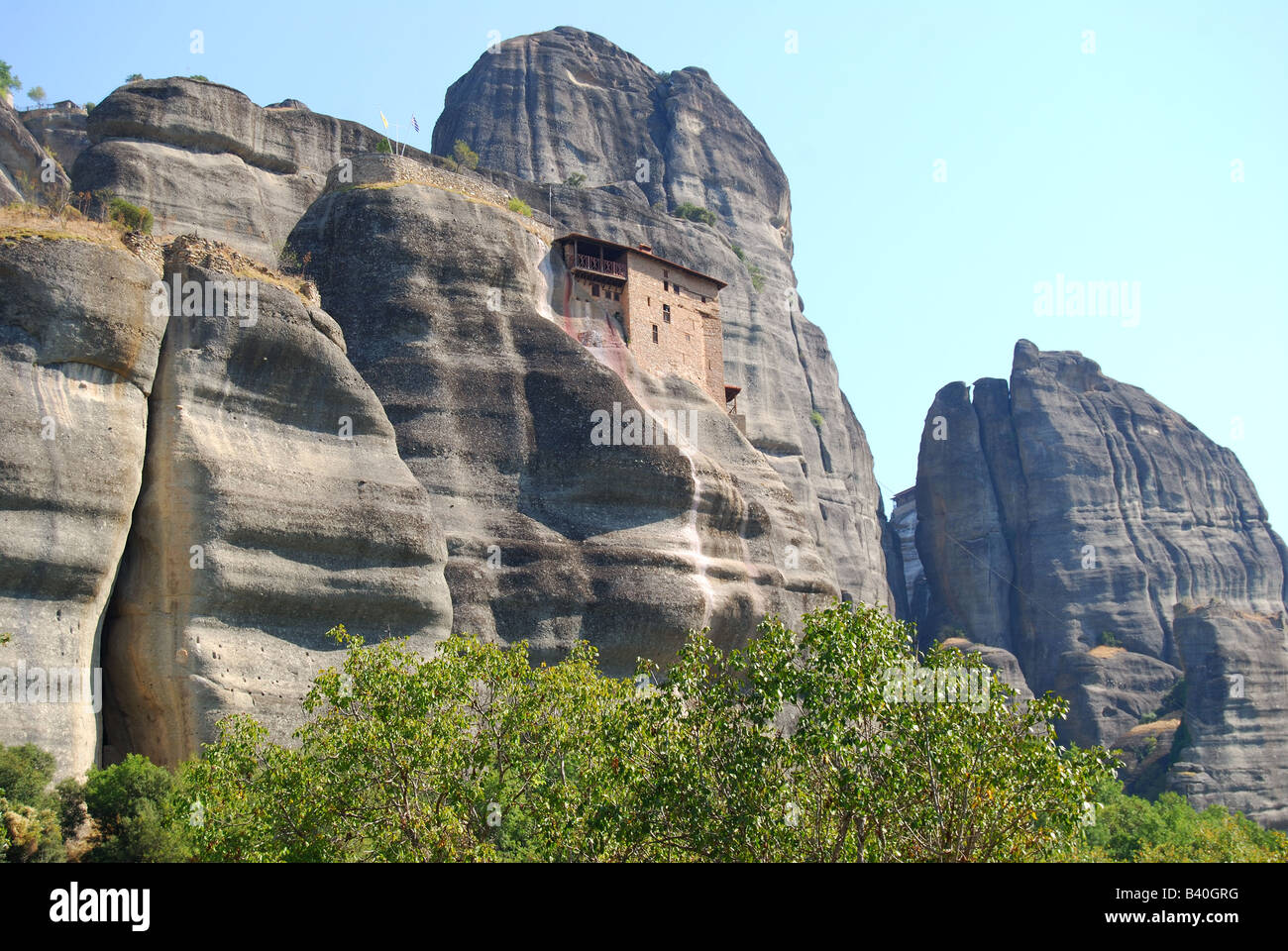San Nicola Anapafsas Monastero, Meteora, Kalampaka, Trikala, Tessaglia, Grecia Foto Stock