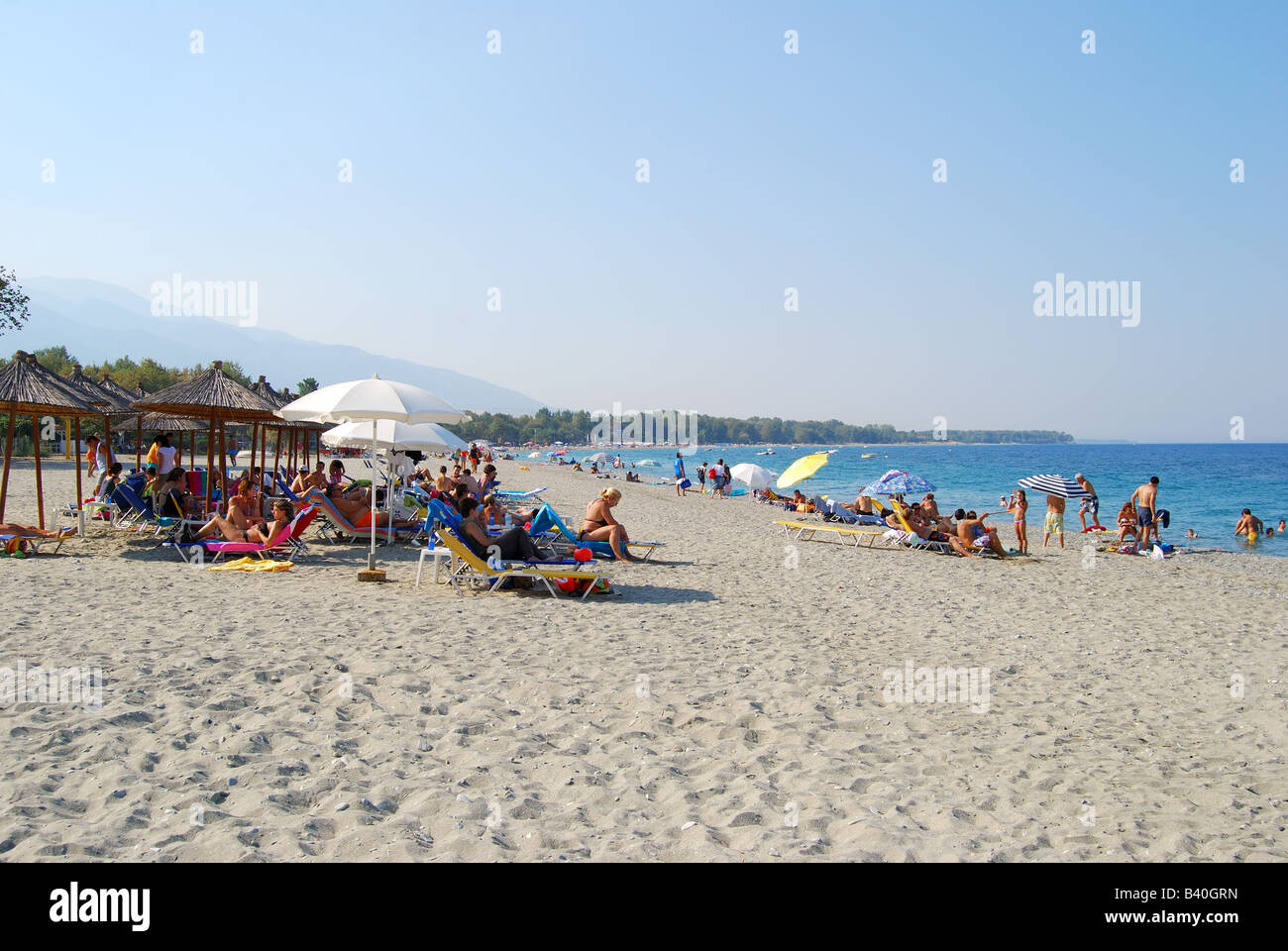 Panteleimonas Beach, Platamon, Pieria, Macedonia centrale, Grecia Foto Stock