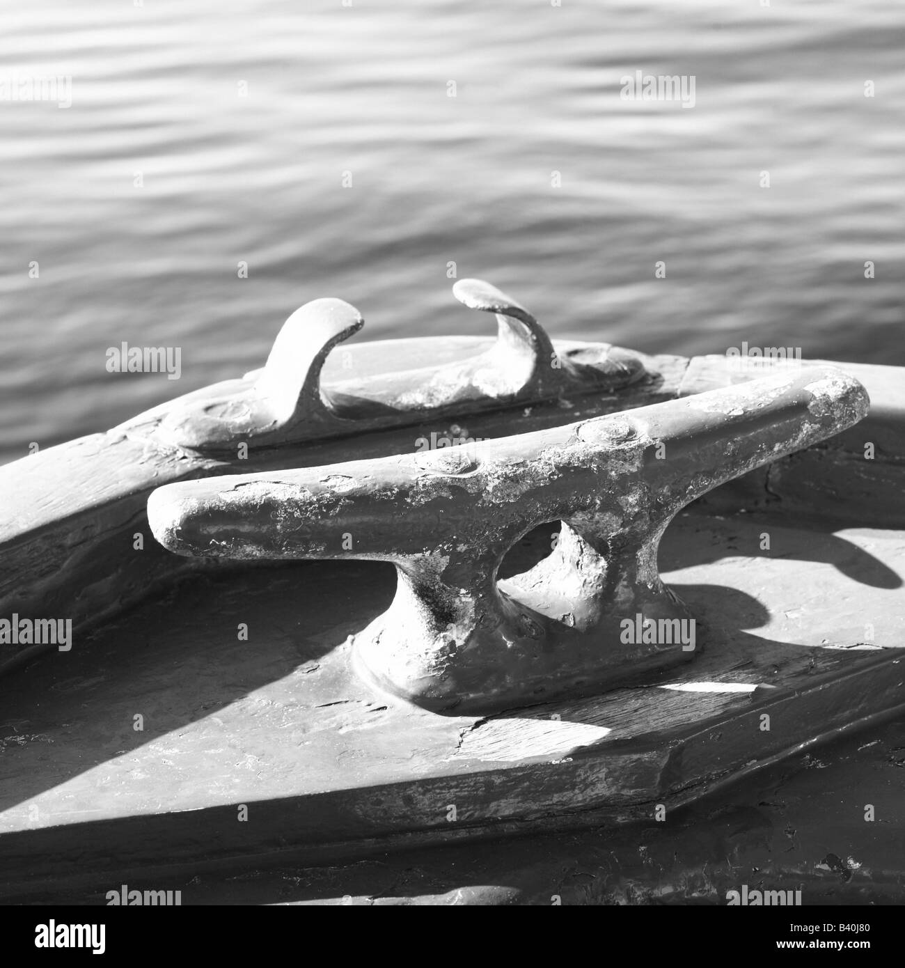 Barca a gancio dettaglio, in bianco e nero Foto Stock