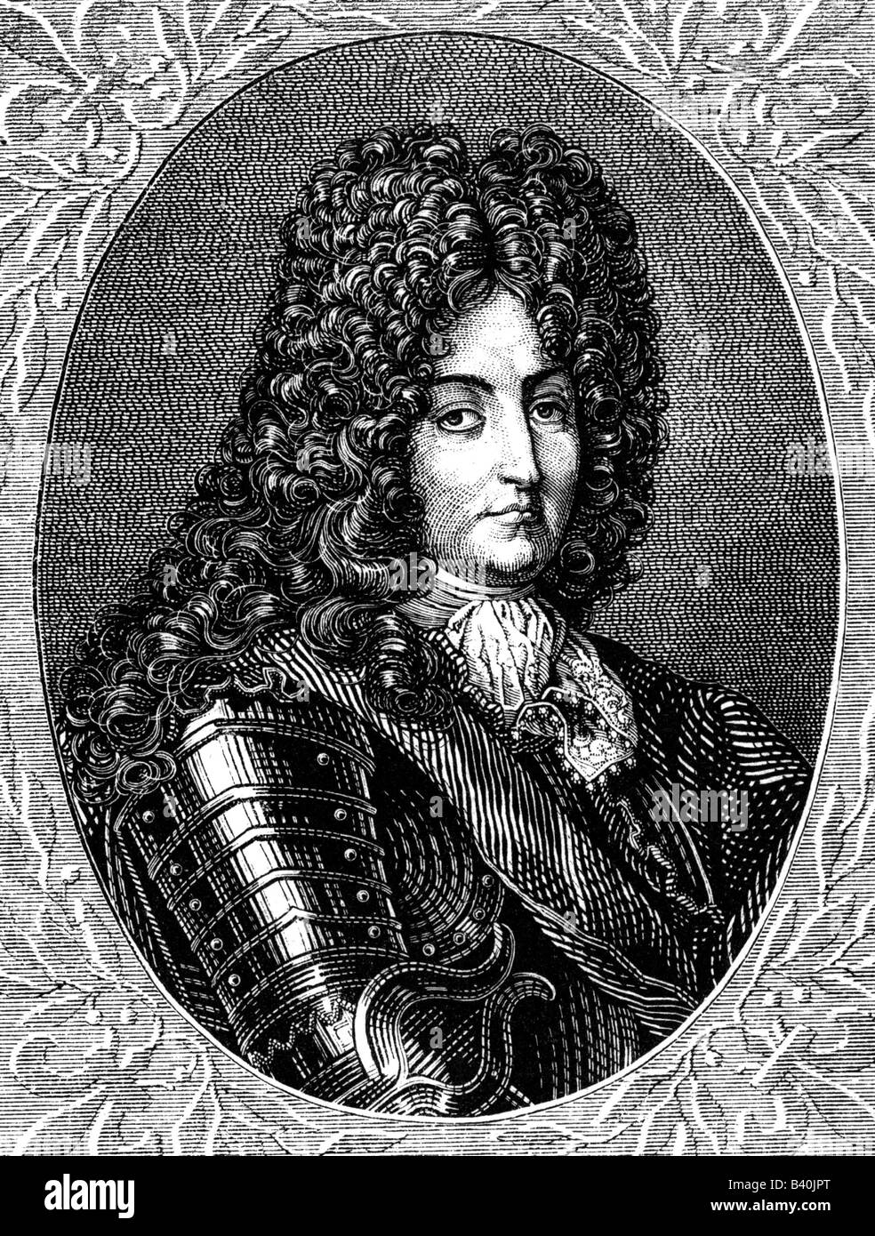 Luigi XIV, 5.9.1638 - 1.9.1715, Re di Francia 14.5.1643 - 1.9.1715, ritratto, incisione, 17th secolo, , Foto Stock