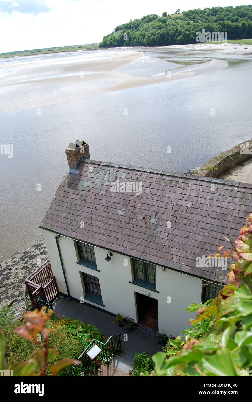 Dylan Thomas Boathouse, Laugharne, Carmarthenshire, Wales, Regno Unito Foto Stock