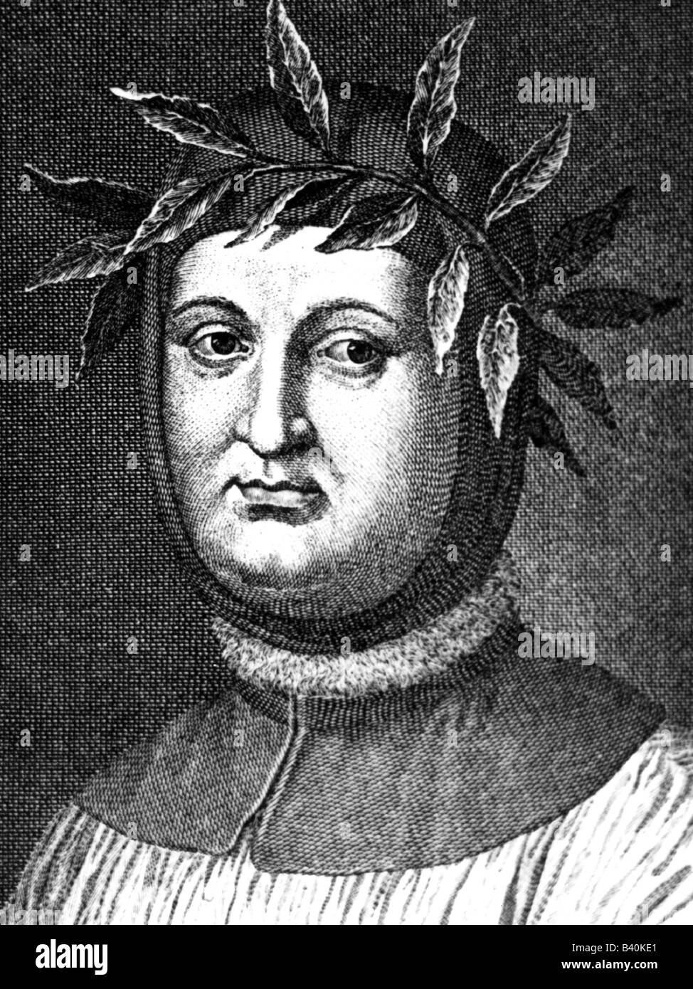 Petrarca, ( Petrarca, Francesco ), 20.7.1304 - 19.7.1374, umanista italiano, autore, poeta, studioso, ritratto, incisione di Raffael Morghen 19th secolo, letteratura italiana, umanesimo, Rinascimento, Italia, lourel wreat, , Foto Stock