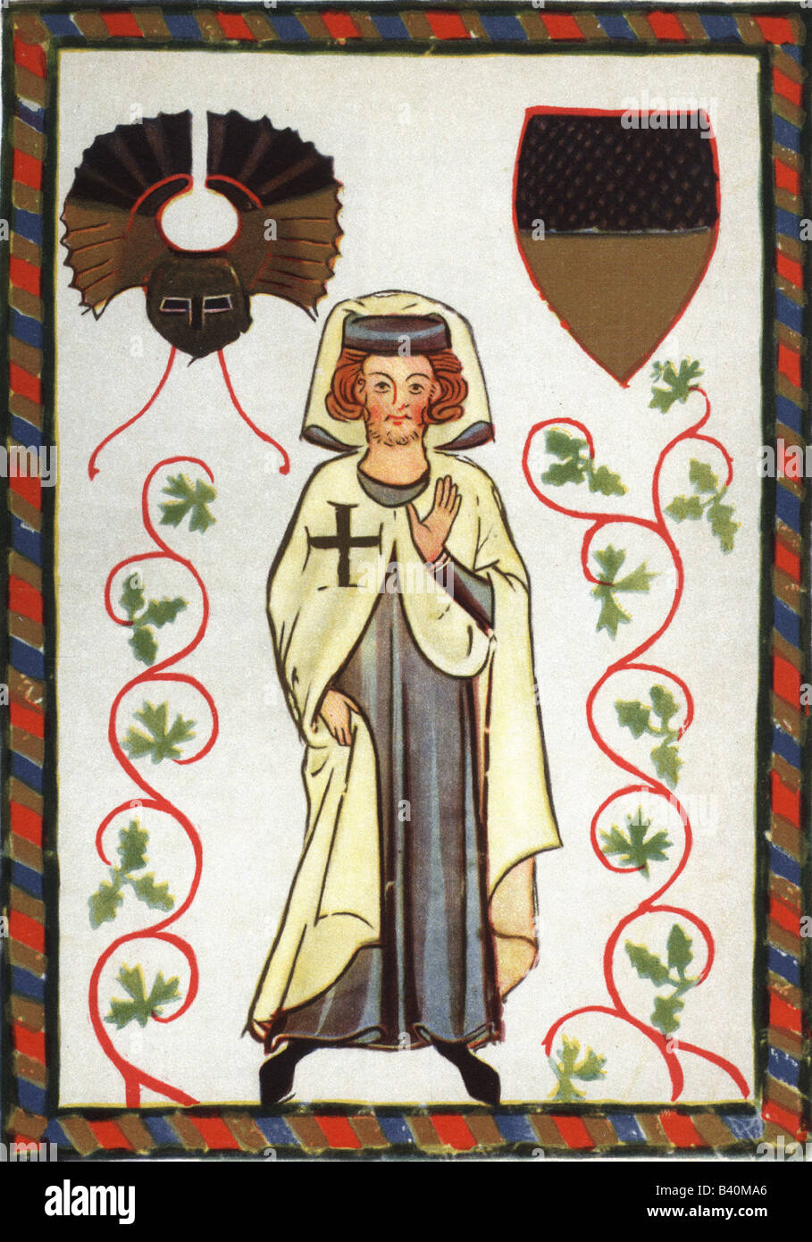 Tannhaeuser, + circa 1270, Mincrel tedesco, lunghezza intera, come crociatore, miniatura, Codex Manesse, Zurigo, 1305 - 1340, , Foto Stock