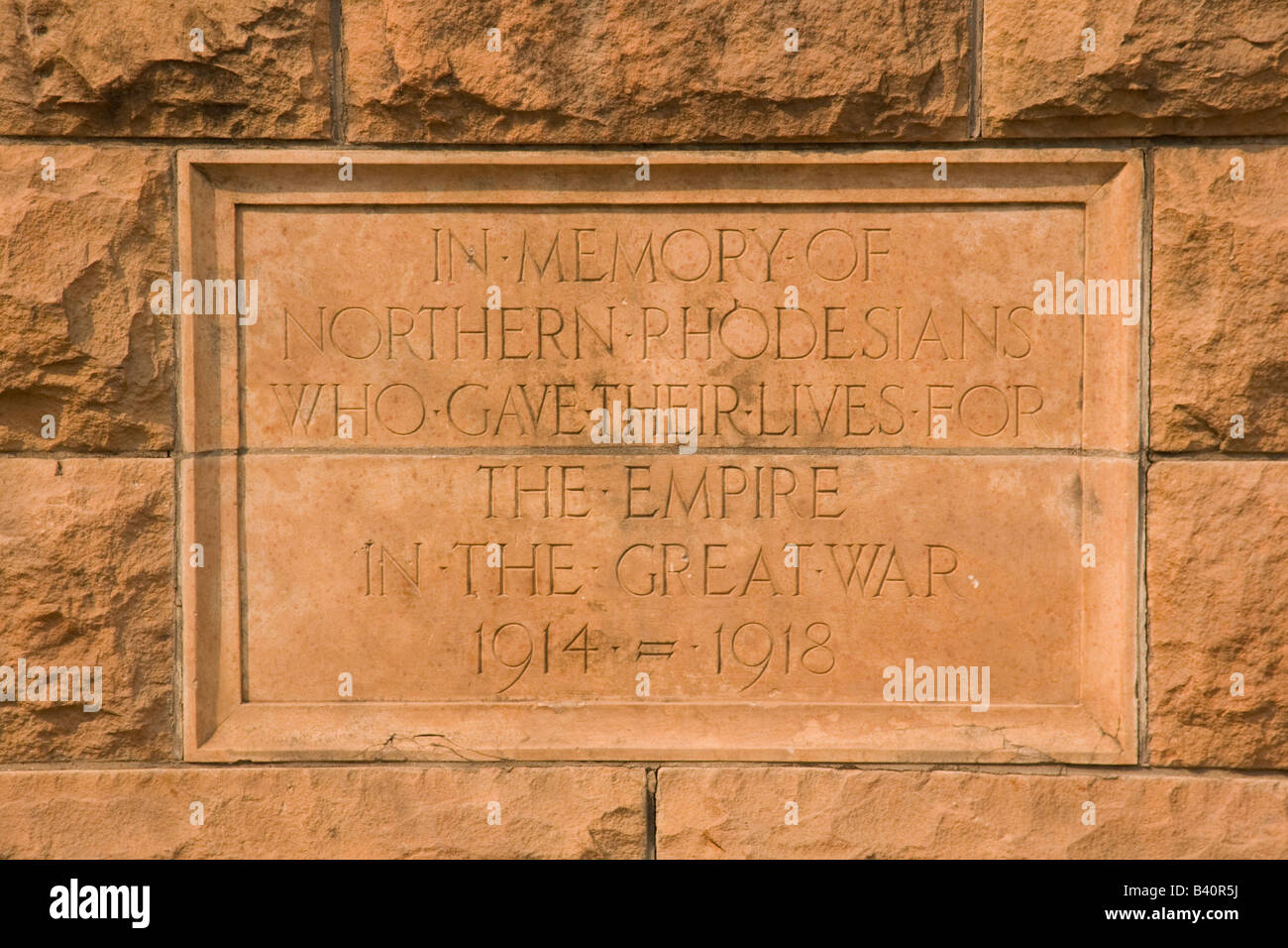 La prima guerra mondiale memorial a Victoria Falls Livingstone Zambia Africa Foto Stock