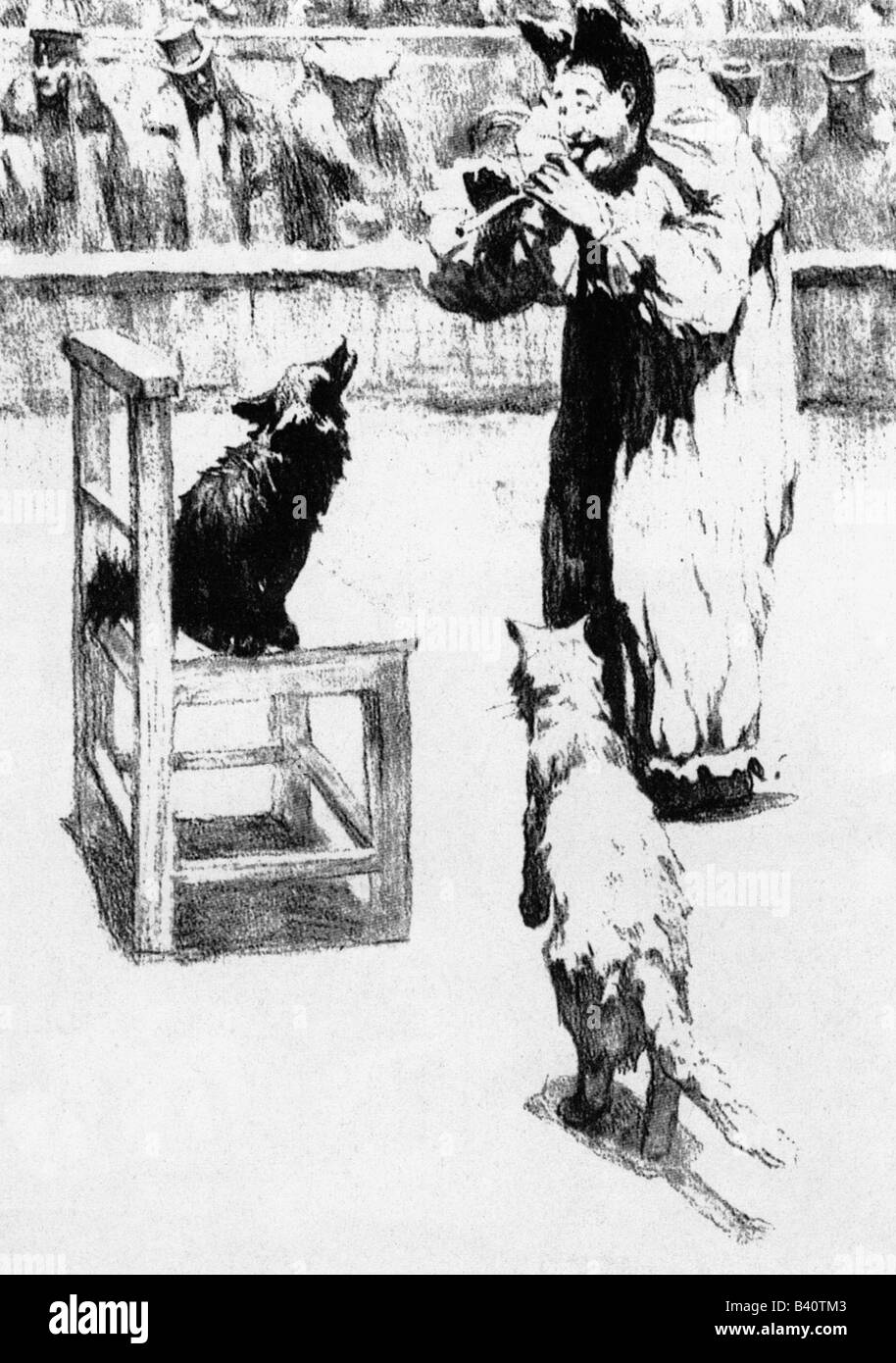 Durov, Anatoly, 1865 - 1916, artista circus russo, a tutta lunghezza, 'Kastanka', illustrazione per la storia di D. N. Kardovskij, 1903, Foto Stock