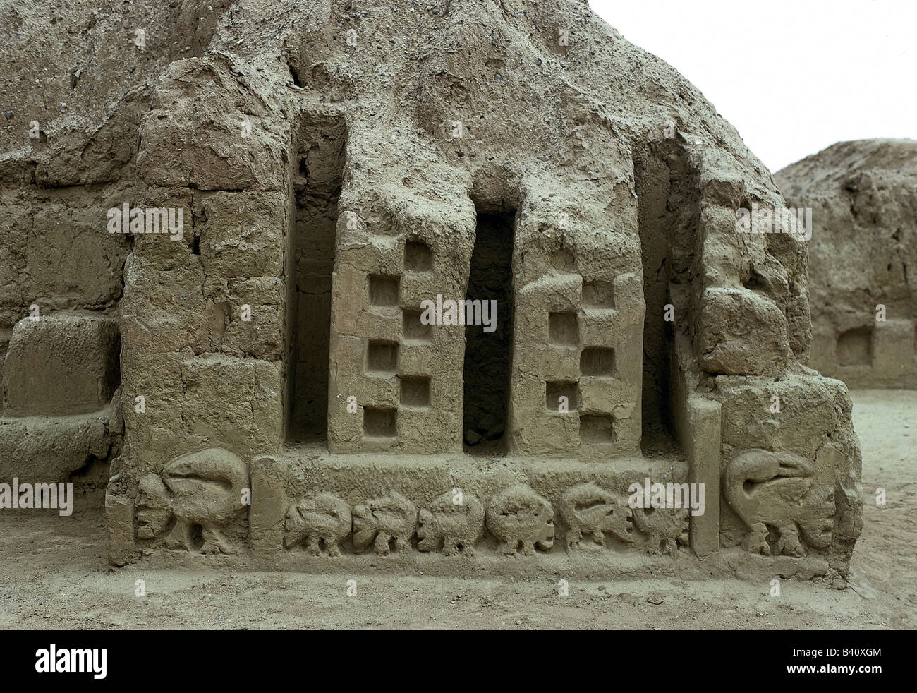 Geografia / viaggi, Perù, Chanchan, ex capitale di Chimu, rilievo parete, scorpioni, mochica cultura, ornamento, moka, Foto Stock