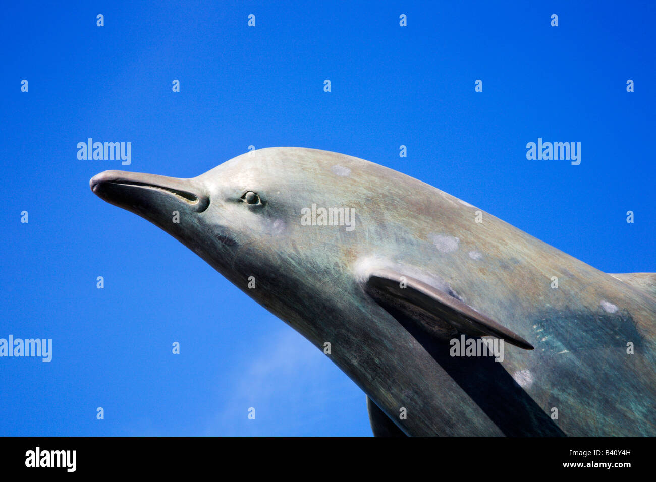 Cardigan Bay delfini statua a Blaenau Ffestiniog Snowdonia nel Galles Foto Stock